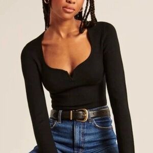 Abercrombie Black Long Sleeve Bodysuit